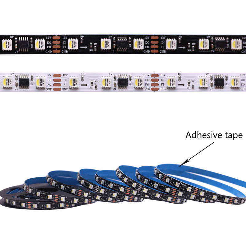 Black PCB SK6812 Dual Data Signal 60LEDs/m Pixel RGB+W LED Strip 16.4ft Black PCB SK6812 Dual Data Signal 60LEDs/m Pixel RGB+W LED Strip 16.4ft